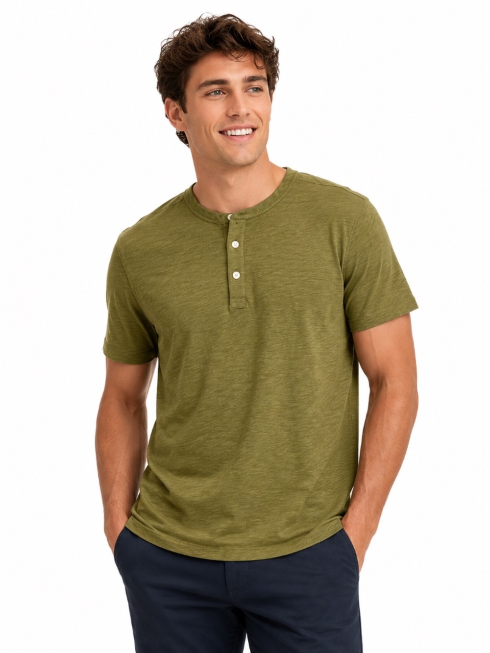 Everlane Shirt XS Henley Tee Green - Picture 8 of 8